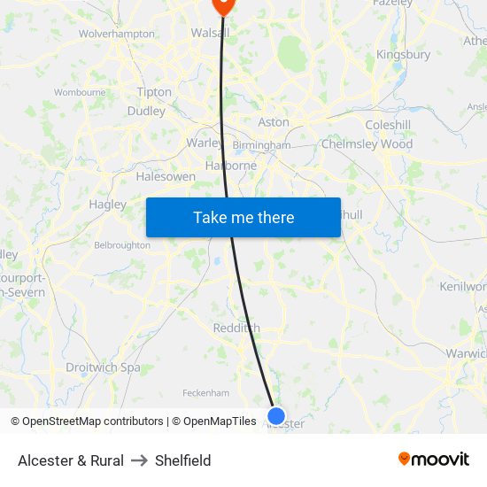 Alcester & Rural to Shelfield map