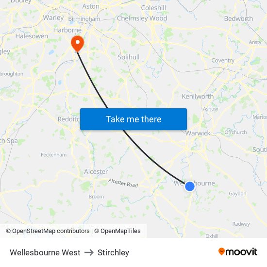 Wellesbourne West to Stirchley map