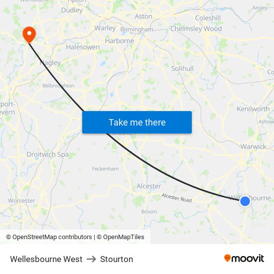 Wellesbourne West to Stourton map