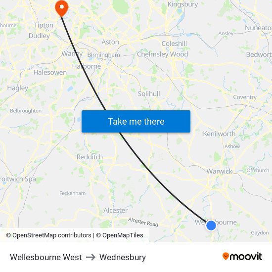 Wellesbourne West to Wednesbury map