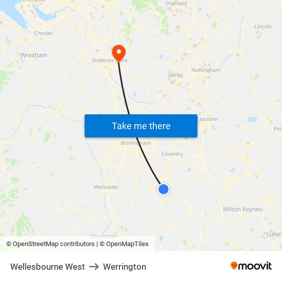 Wellesbourne West to Werrington map