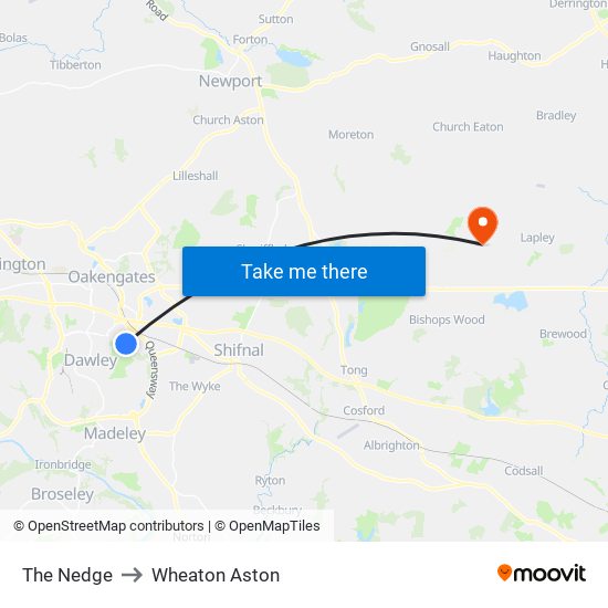 The Nedge to Wheaton Aston map