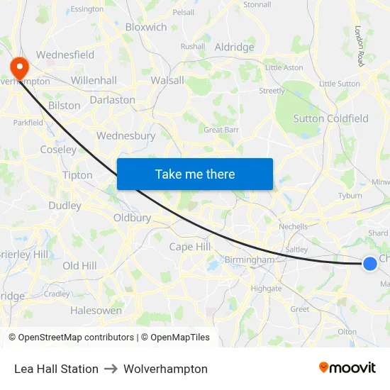 Lea Hall Station to Wolverhampton map