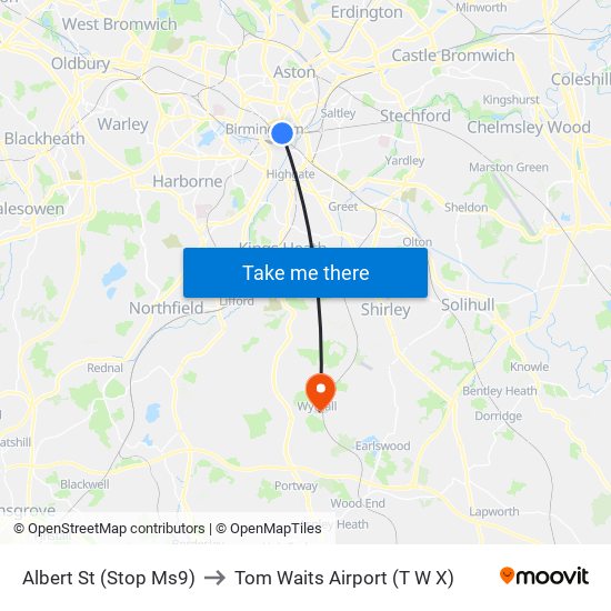 Albert St (Stop Ms9) to Tom Waits Airport (T W X) map