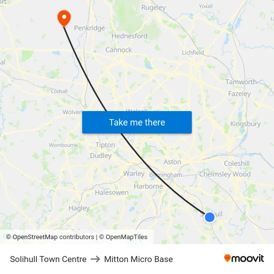 Solihull Town Centre to Mitton Micro Base map
