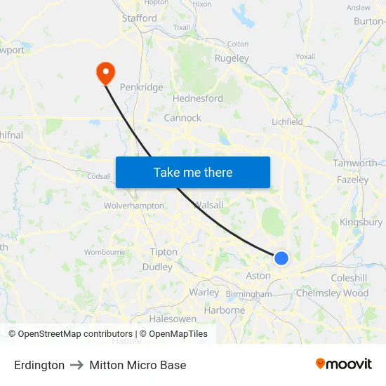 Erdington to Mitton Micro Base map