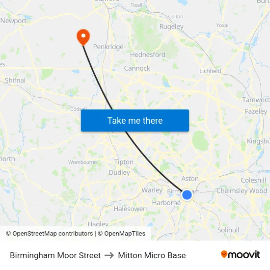Birmingham Moor Street to Mitton Micro Base map