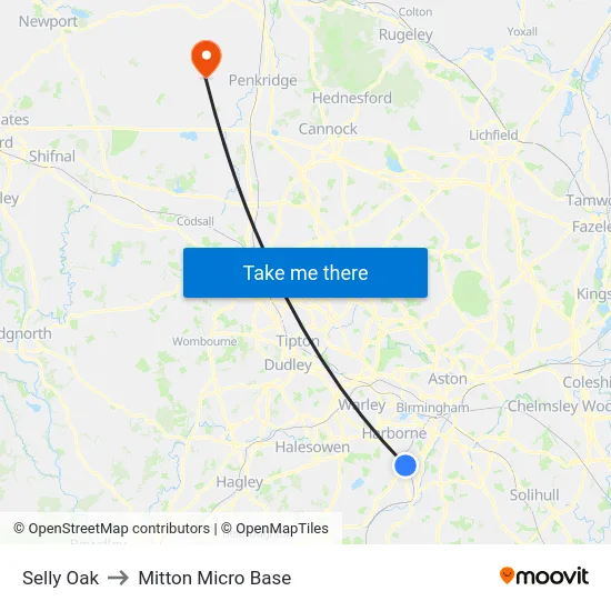 Selly Oak to Mitton Micro Base map