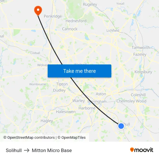 Solihull to Mitton Micro Base map