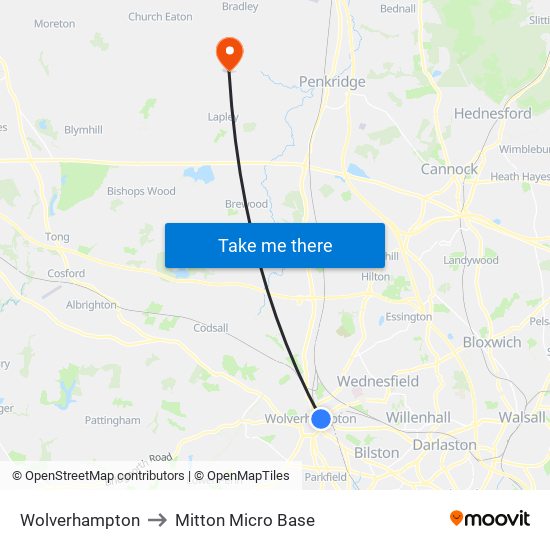 Wolverhampton to Mitton Micro Base map