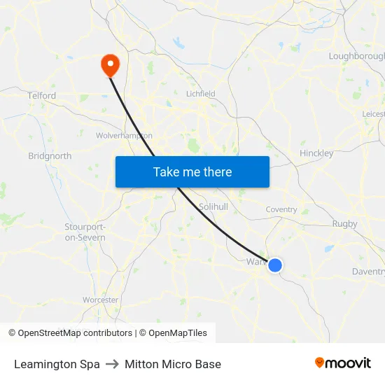 Leamington Spa to Mitton Micro Base map