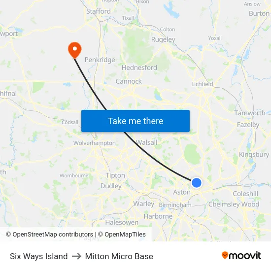 Six Ways Island to Mitton Micro Base map