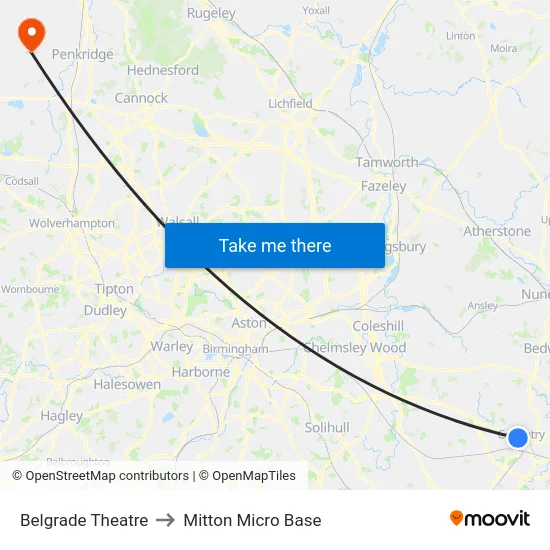 Belgrade Theatre to Mitton Micro Base map