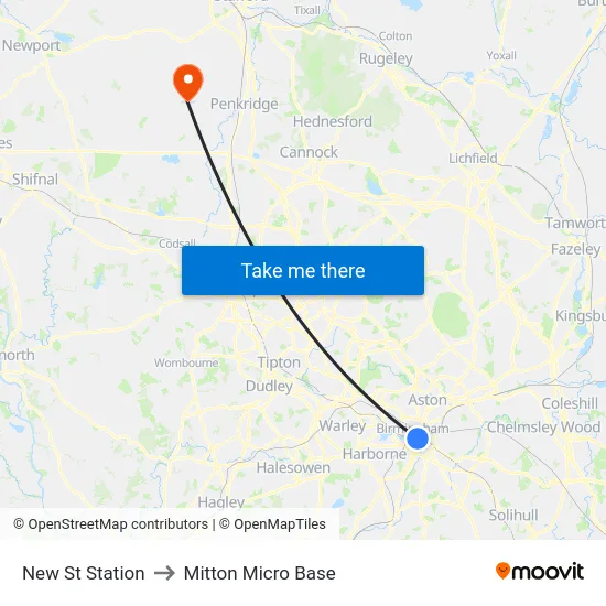 New Street Station to Mitton Micro Base map