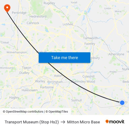 Transport Museum (Stop Hs2) to Mitton Micro Base map