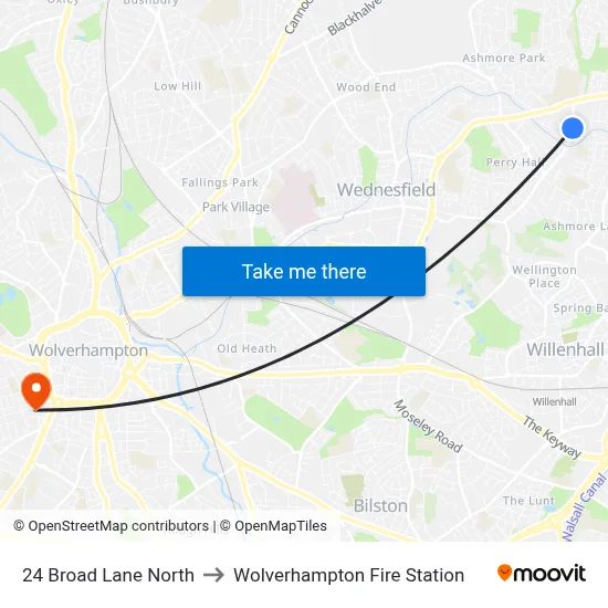 24 Broad Lane North, Willenhall Willenhall to Wolverhampton Fire Station map