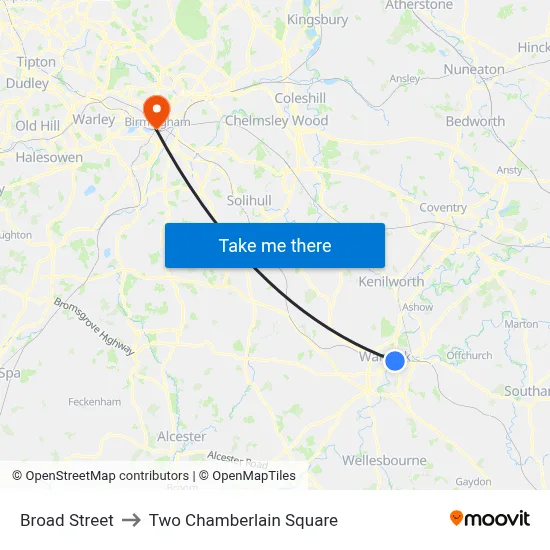 Broad Street to Two Chamberlain Square map