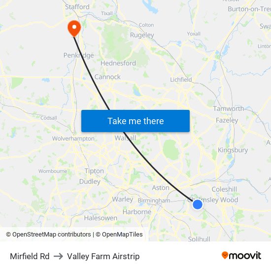 Mirfield Rd to Valley Farm Airstrip map