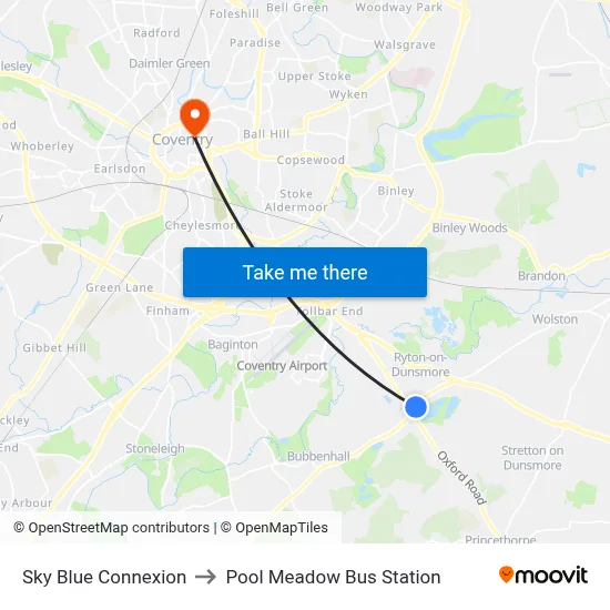 Sky Blue Connexion to Pool Meadow Bus Station map