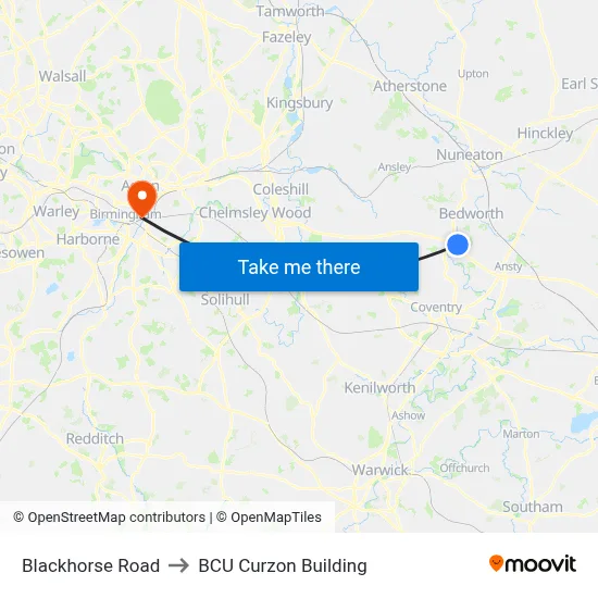 Blackhorse Road to BCU Curzon Building map