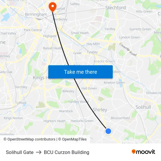 Solihull Gate to BCU Curzon Building map