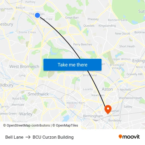 Bell Lane to BCU Curzon Building map