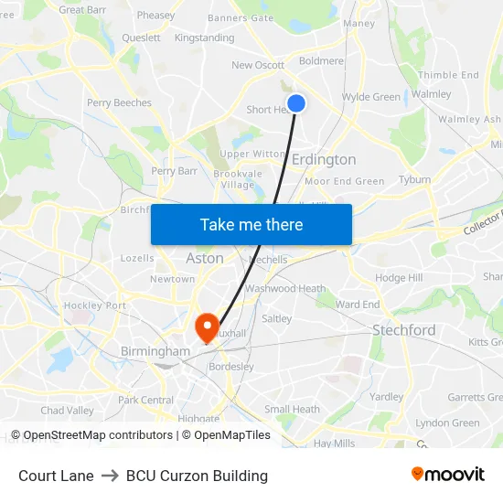Court Lane to BCU Curzon Building map