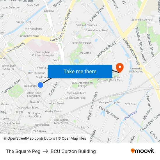 The Square Peg to BCU Curzon Building map