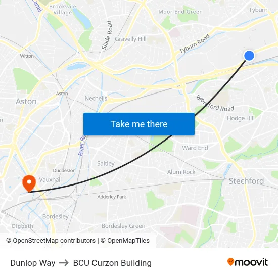 Dunlop Way to BCU Curzon Building map
