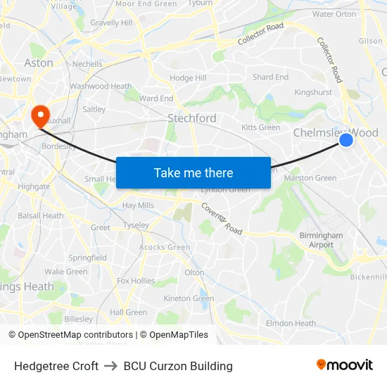 Hedgetree Croft to BCU Curzon Building map