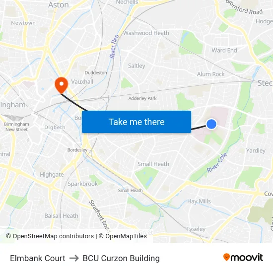 Elmbank Court to BCU Curzon Building map