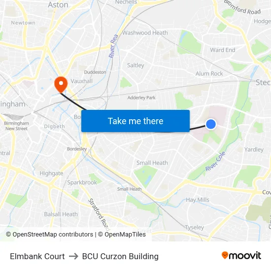 Elmbank Court to BCU Curzon Building map