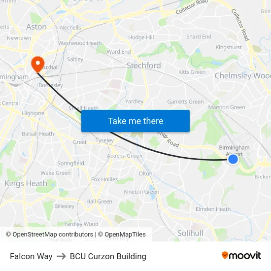 Falcon Way to BCU Curzon Building map