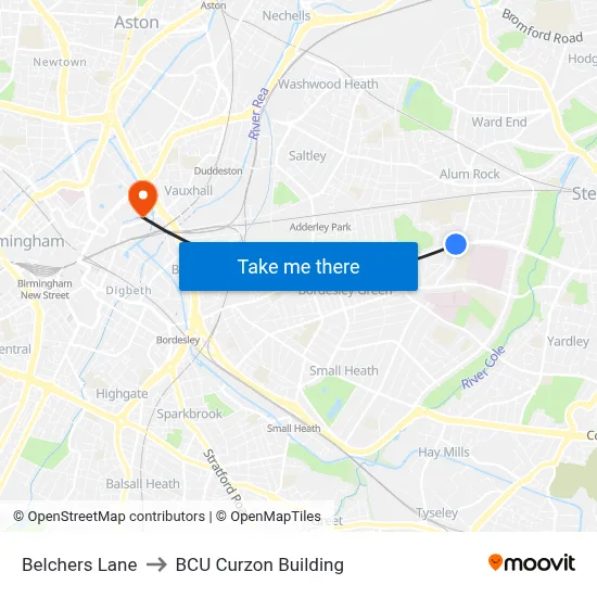 Belchers Lane to BCU Curzon Building map