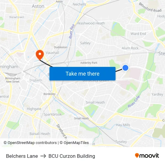 Belchers Lane to BCU Curzon Building map