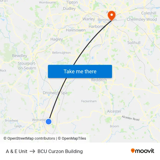 A & E Unit to BCU Curzon Building map