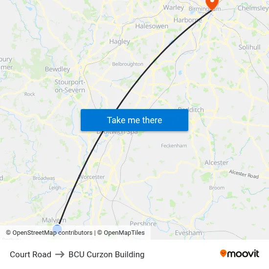 Court Road to BCU Curzon Building map