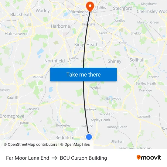 Far Moor Lane End to BCU Curzon Building map