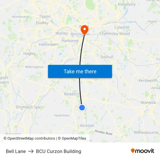Bell Lane to BCU Curzon Building map