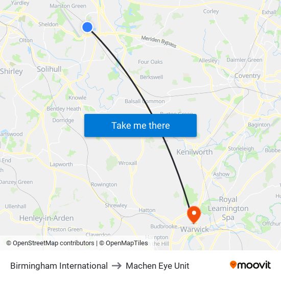 Birmingham International to Machen Eye Unit map