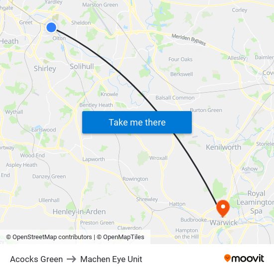Acocks Green to Machen Eye Unit map