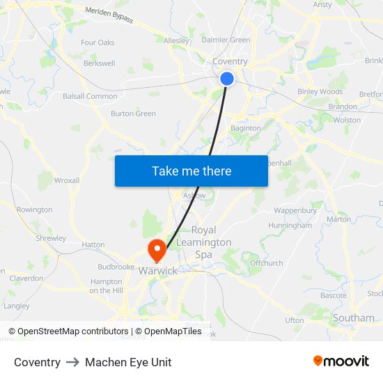 Coventry to Machen Eye Unit map