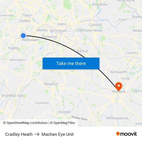 Cradley Heath to Machen Eye Unit map