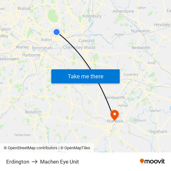 Erdington to Machen Eye Unit map
