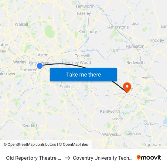 Old Repertory Theatre (Stop Ns8) to Coventry University Technology Park map