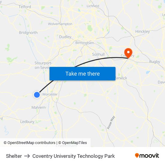 Shelter to Coventry University Technology Park map
