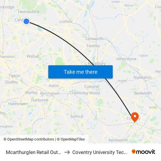 Mcarthurglen Retail Outlet (Stand C) to Coventry University Technology Park map