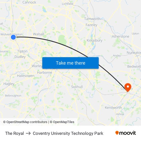 The Royal to Coventry University Technology Park map