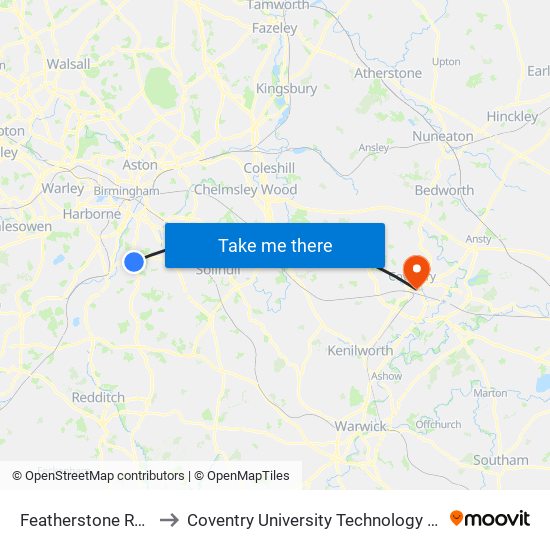 Featherstone Road to Coventry University Technology Park map