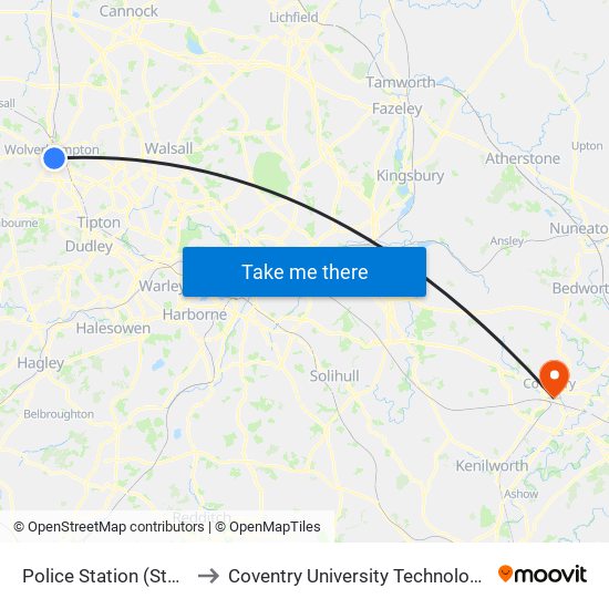 Police Station (Stop Aj) to Coventry University Technology Park map